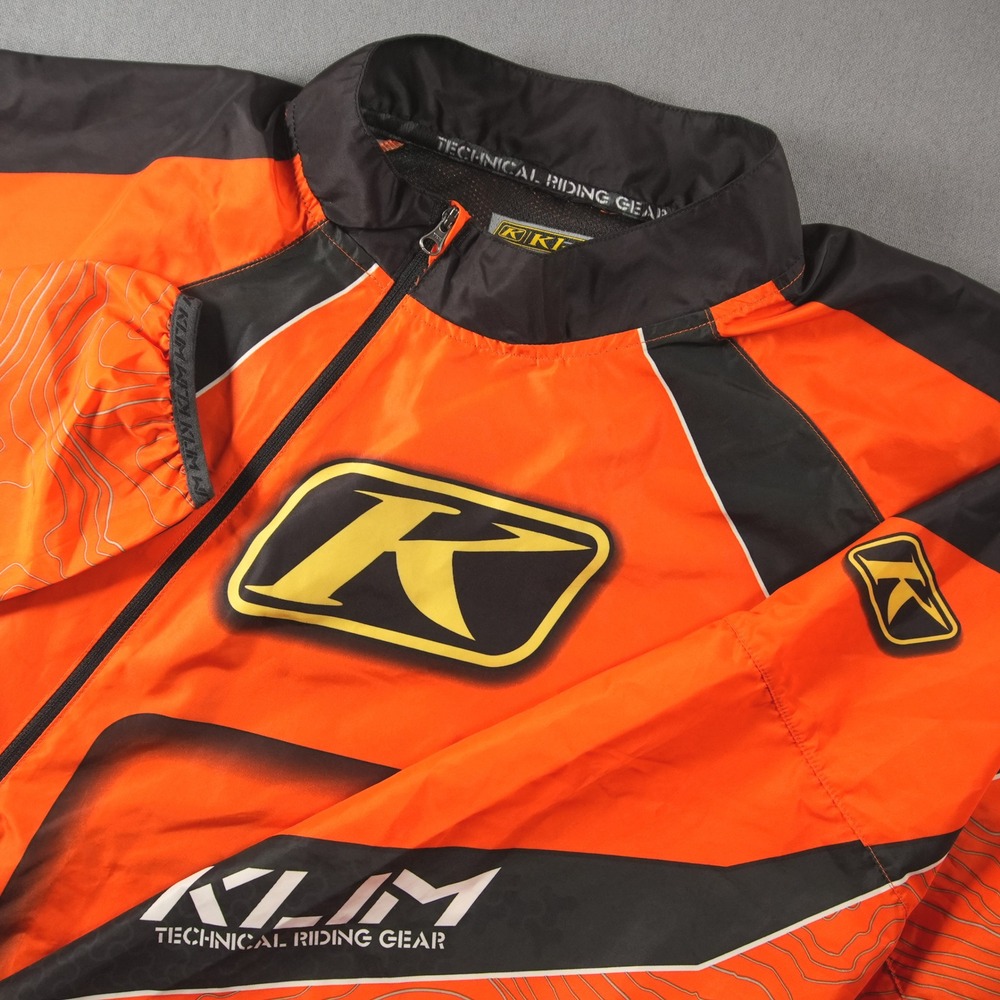Klim Technical Riding Bike Gear Orange Black Mens Pullover Windberaker Jacket XL